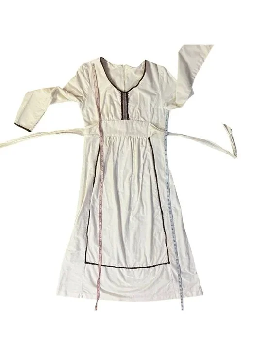 Vintage Prairie Maxi Dress Used Womens Small Cream Brown Boho - Picture 12 of 16